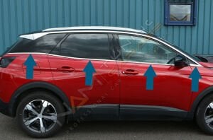 Peugeot 3008 Krom Cam Çıtası 2016- Paslanmaz Çelik