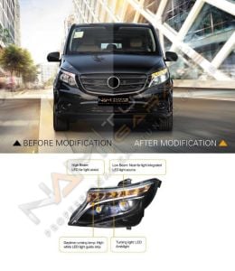 W447 VITO 2015-2019 IÇIN UYUMLU FULL LED FAR TAK ÇALIŞTIR DOLU