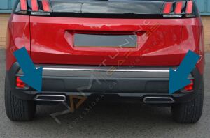 Peugeot 3008 Egsoz Kromu Difüzör 2016+ Paslanmaz Çelik