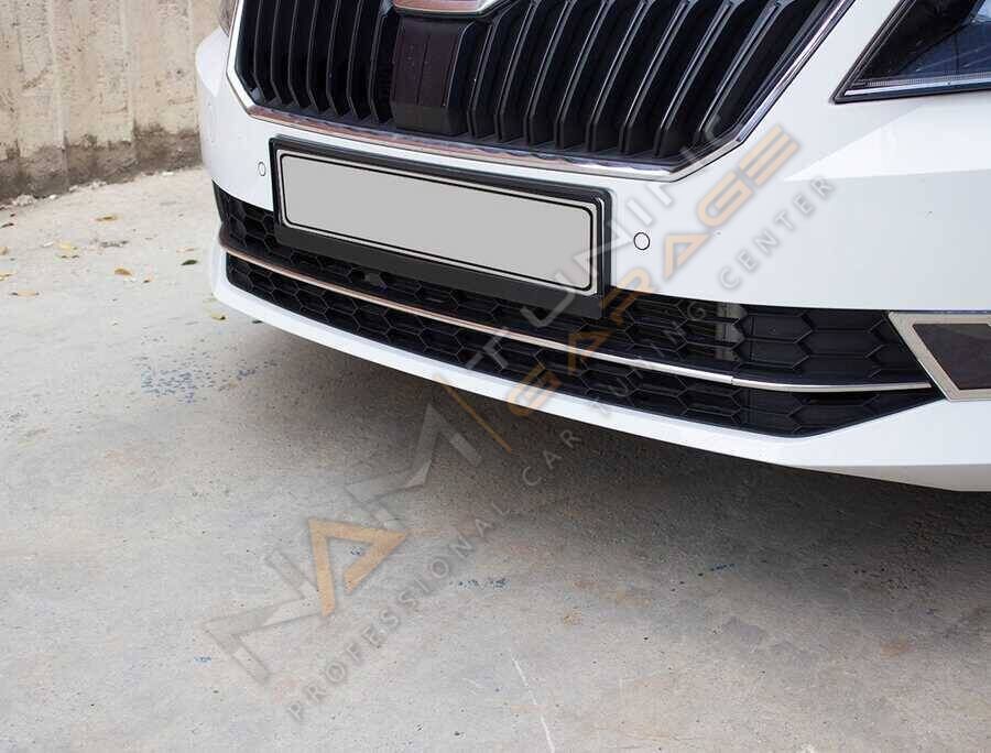 Skoda SuperB Krom Ön Tampon Çıtası 2015-2019 3 parça