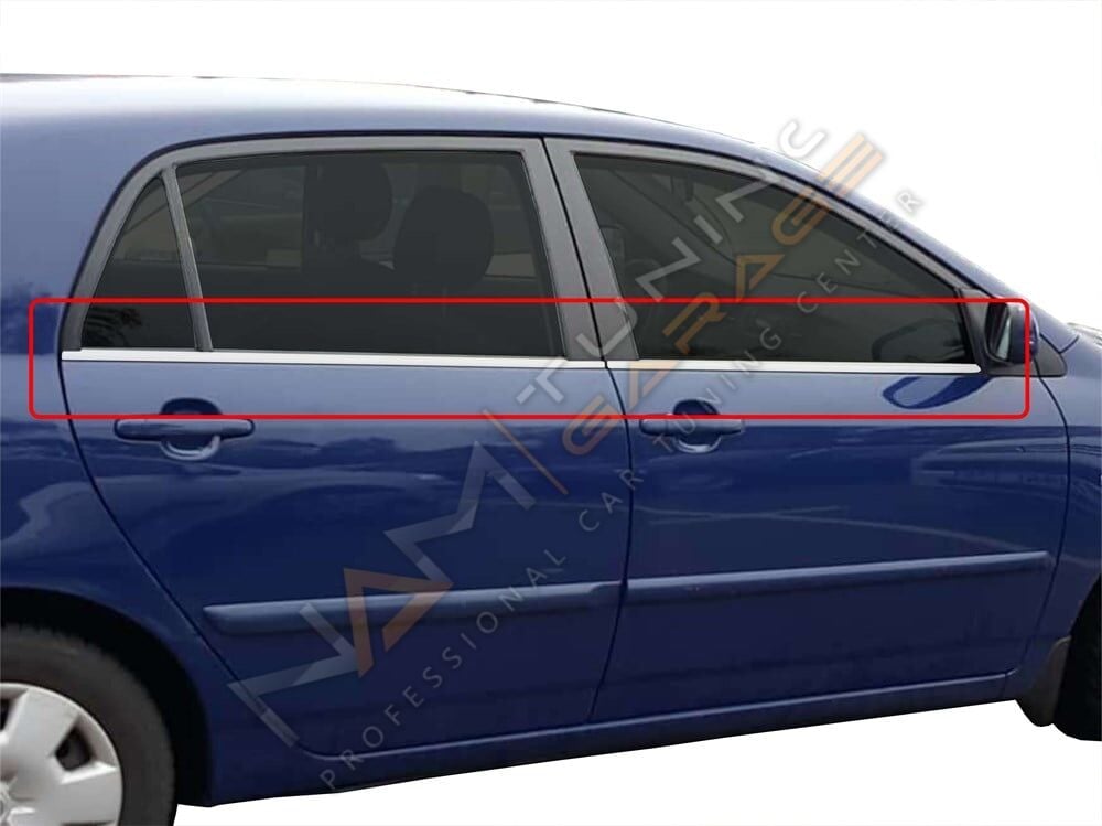 Toyota Corolla Krom Cam Çıtası 2002-2007 Paslanmaz Çelik