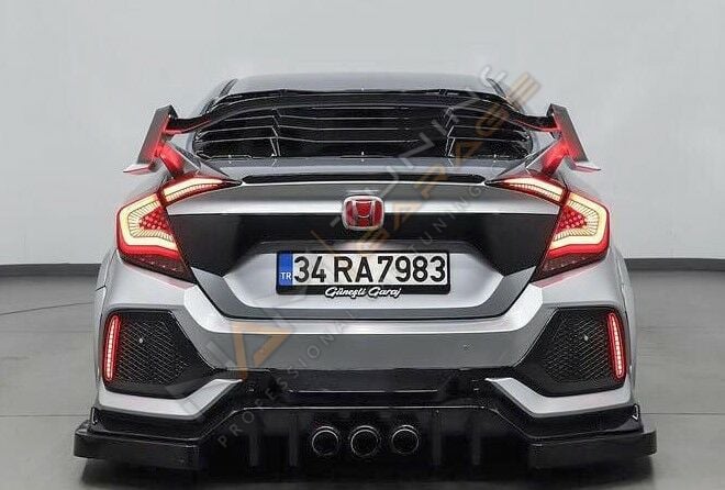 Honda Civic FC5 6 Parça Arka Flap (Plastik) Piano Black
