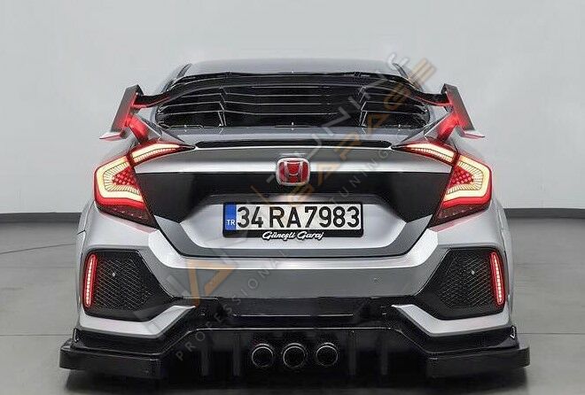 Honda Civic FC5 6 Parça Arka Flap (Plastik) Piano Black