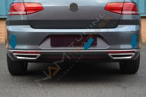 Vw Passat B8 Krom Arka Tampon Alt Çıta 2015-2019 3 parça