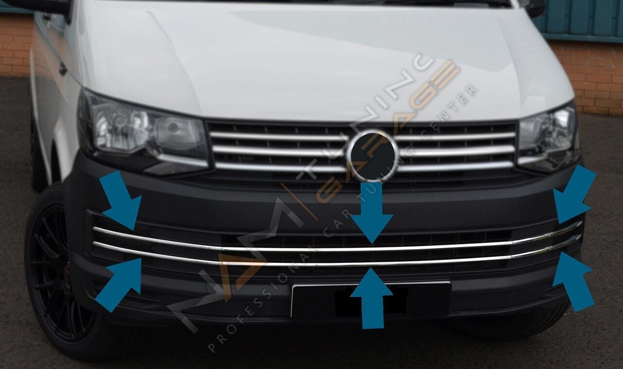 VW T6 Transporter Krom Ön Tampon Çıtası 6 Parça 2015- Paslanmaz Çelik