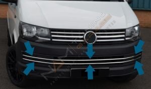 VW T6 Transporter Krom Ön Tampon Çıtası 6 Parça 2015- Paslanmaz Çelik