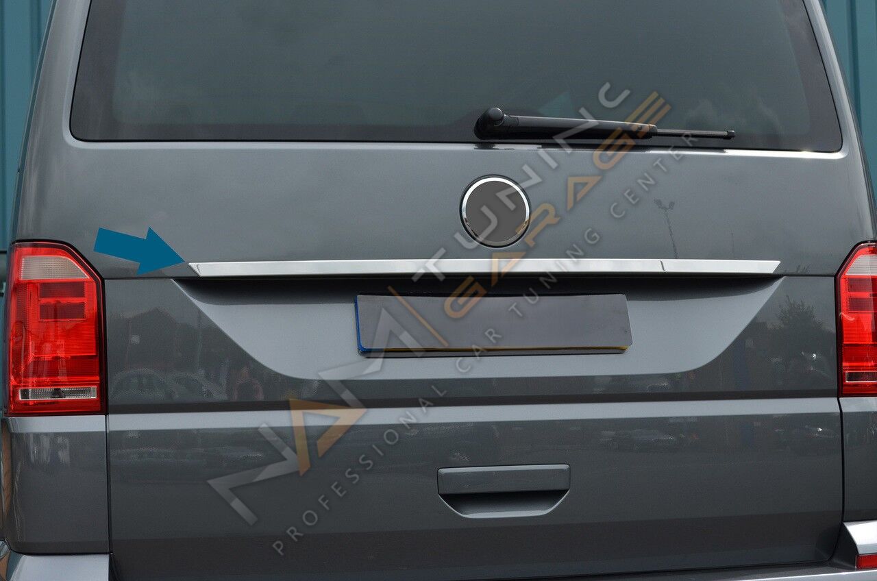 VW T6 Transporter Plaka Üstü Bagaj Kromu 2015- Paslanmaz Çelik