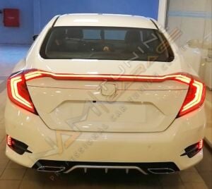 CİVİC FC5 HAREKETLI SINYALLI LED STOP VE SPOILER TAKIMI KIRMIZI 2016-2021 IÇIN UYUMLU