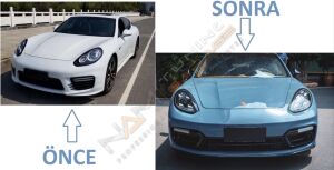 PORSCHE PANAMERA 970.2 2014-2016 UYUMLU 2017-2020 (971) GTS ÖN DÖNÜŞÜM SETİ (ÖN TAMPON + FAR)