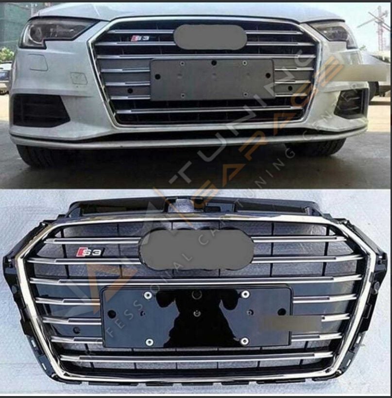 AUDİ A3 2016-2020 IÇIN UYUMLU PANJUR S3 PARLAK SIYAH-KROM