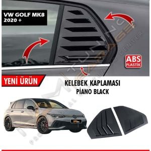 Golf 8 Kelebek Cam Vizörü (Plastik) Parlak Siyah 2020+