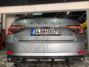Skoda SuperB Egzoz Görünümlü Difüzör (Plastik) Piano Black