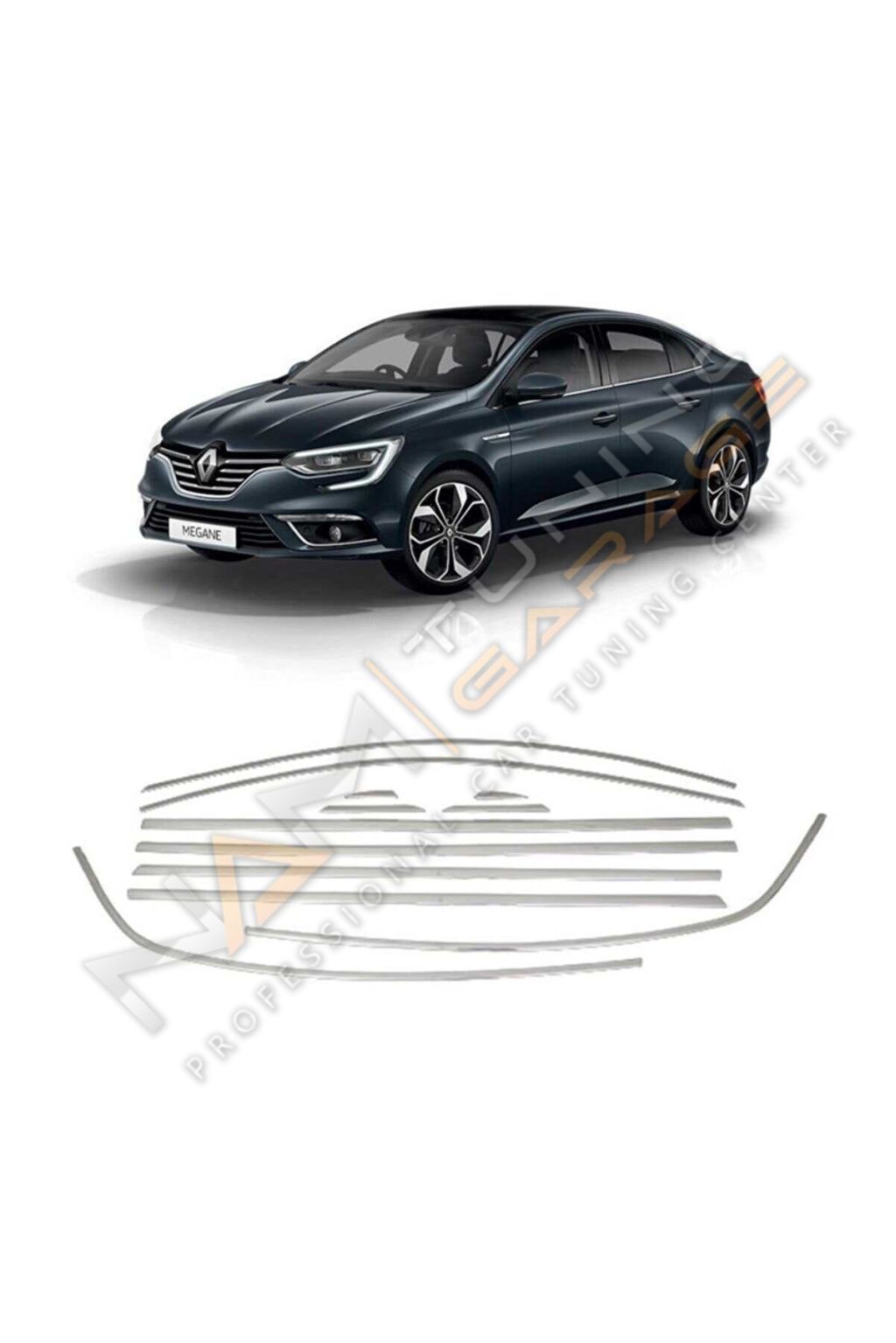 Renault Megane 4 Sedan Krom Cam Çerçevesi Çıtası 12 parça Tam Tur 2016+