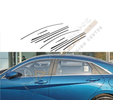 Hyundai Elantra Krom Cam Çerçevesi Çıtası 14 parça Tam Tur 2016-2019