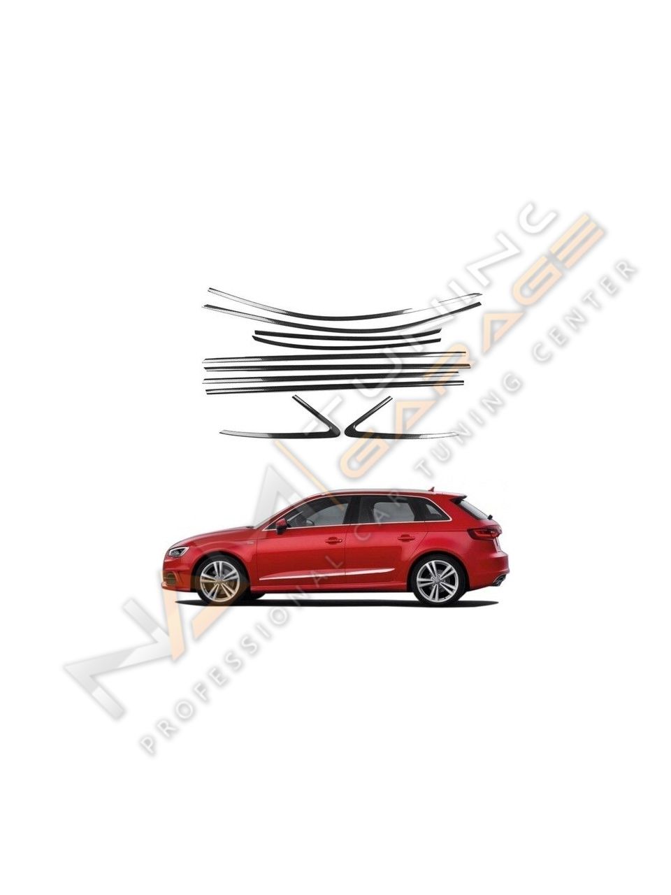 Audi A3 HB Krom Cam Çerçevesi Çıtası 12 parça Tam Tur 2014-2020