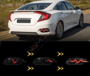 Civic FC5 Ritim Dizayn Arka Sis Ledi Kırmızı Parlak Siyah