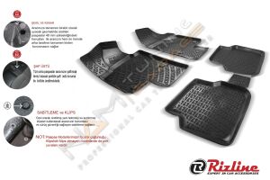 Rizline Ford Focus 2 MK2 2005-2010 Havuzlu 3D Paspas Takımı Seti Tam Uyumlu A++ Profesyonel Oto Paspas