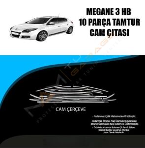 Renault Megane 3 Krom Cam Çerçevesi Çıtası 10 parça Tam Tur