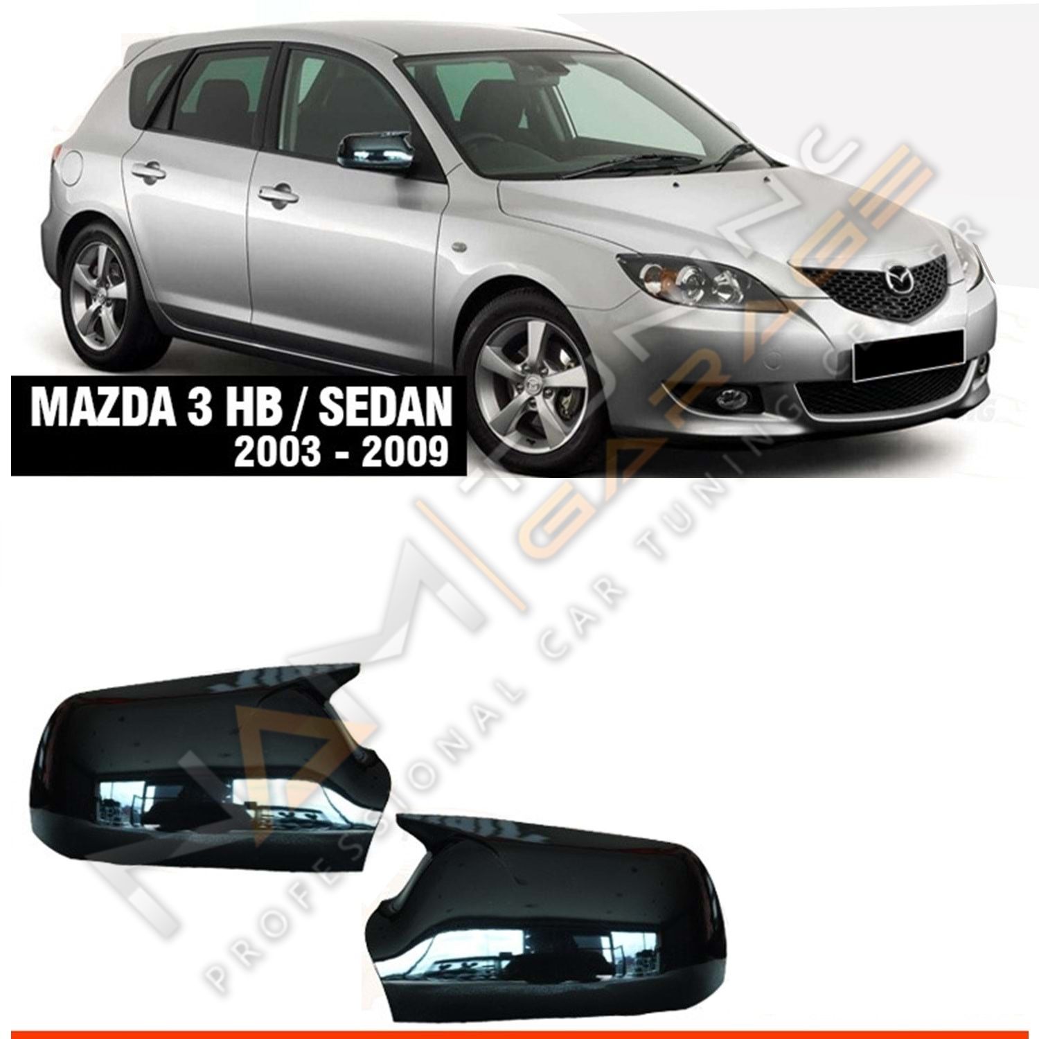 Mazda 3 Batman Yarasa Ayna Kapağı Piano Black / 2003-2009