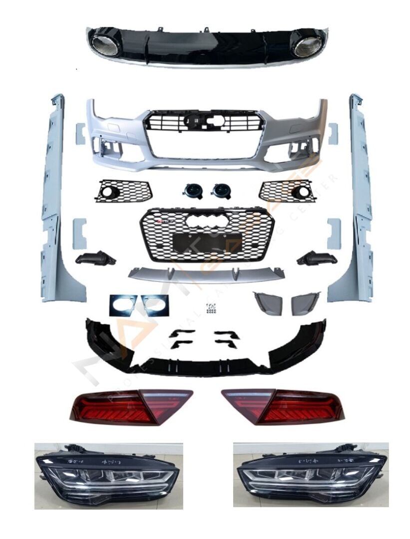 Audi A7 RS7 FACELIFT BODY KIT (12 pin) 2011-2013 için 2015+ sonrası Görünüm