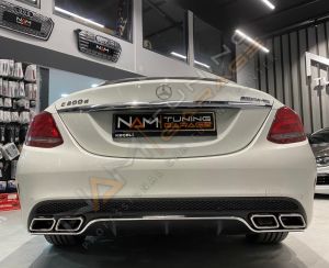 MERCEDES W205 C SERISI IÇIN SILVER DIFÜZÖR & EGZOZ SETI (NORMAL SEDAN) - SILVER EGZOZ ILE