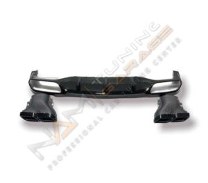 Mercedes W213 E Serisi E63 Siyah Difüzör & Egzoz Seti (AMG Uyumlu) 2017+ & Siyah Egzozlar Dahil