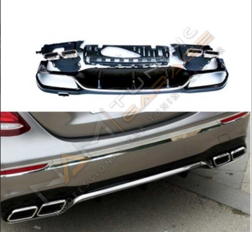 Mercedes W213 E Serisi E63 Silver Difüzör & Egzoz Seti (Normal Sedan) 2017+ Silver Egzoz Dahil
